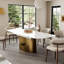 Beckhem Modern 10 Seat Extendable Gold and White Dining Table