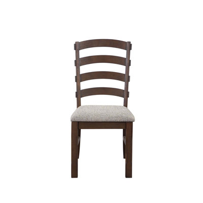 Chaise d'appoint (lot de 2), tissu gris, brun rustique et finition chêne