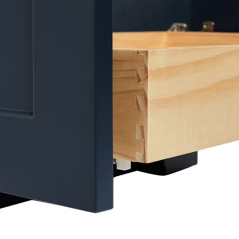 31 IN.  Single Bathroom Vanity, Carrara Quartz, Oval, Midnight Blue