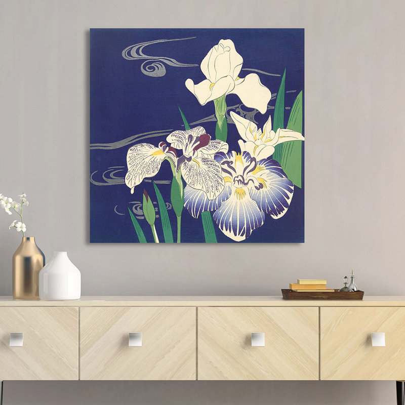 Irises On The Water by Tsukioka Kogyo - Wrapped Canvas Print, 90cm H x 90cm W x 4cm D