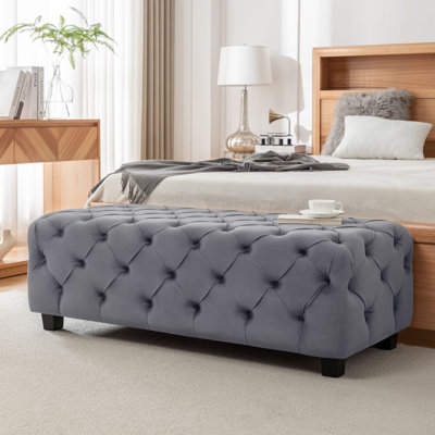 Winston Porter Cassia Tufted Bench With Wooden Legs