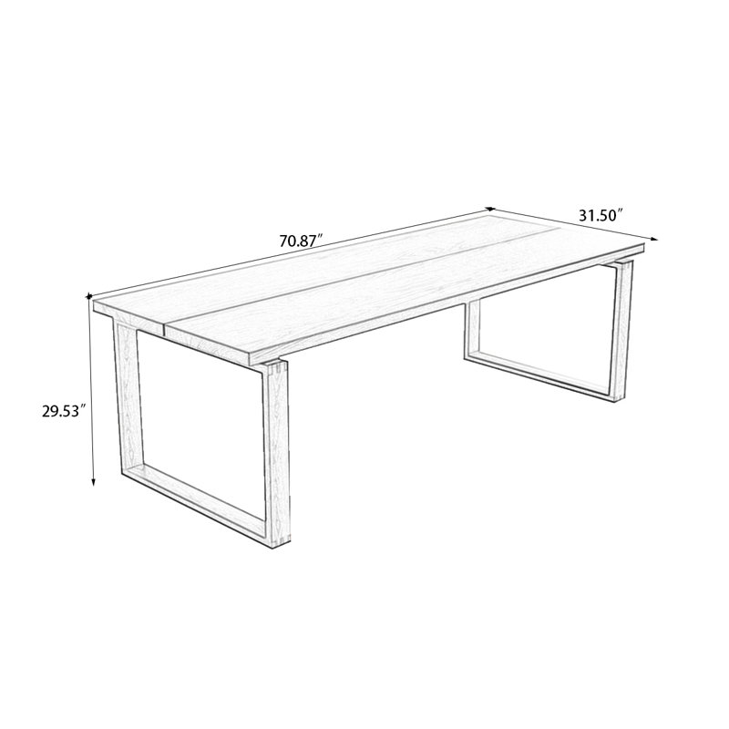 Brown Rectangular Solid Wood Dining Table, 29.53"H x 70.87"L x 31.5"W