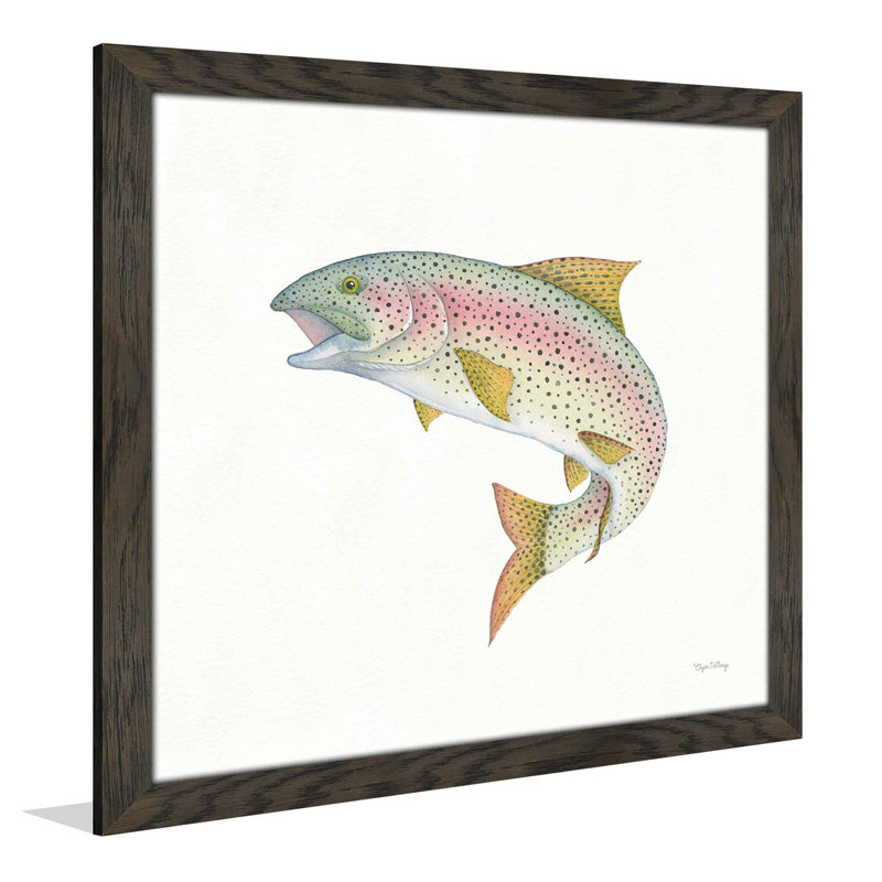 " Gone Fishin Rainbow ", Chocolate Distressed Framed, 21.5" H x 21.5" W x 0.75" D