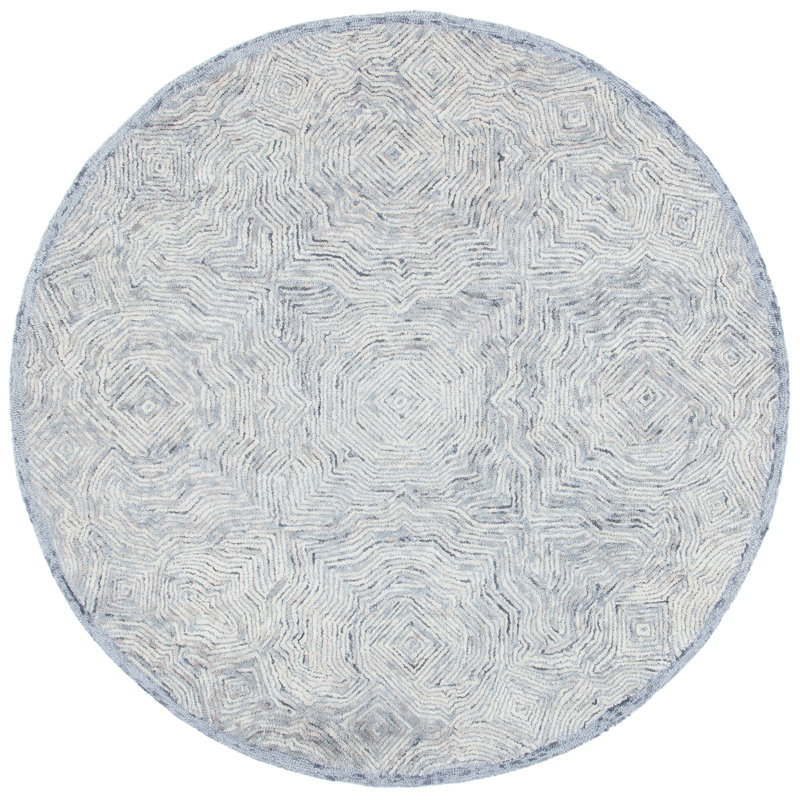 Ahmya Hand Tufted Wool Abstract Rug, Round 6'
