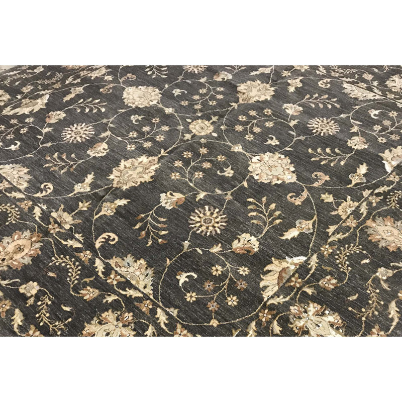 Hand-Knotted High-Quality Charcoal Square Area Rug
