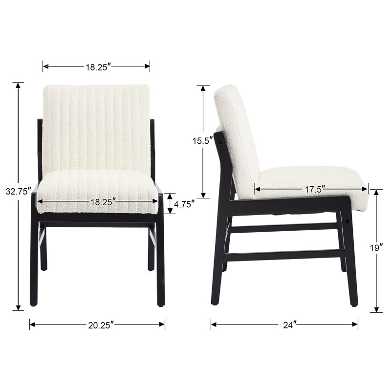 Modern Upholstered Dining Chairs With Backrest, With Solid Wood Frame, For Dining Room/Living Room, Black