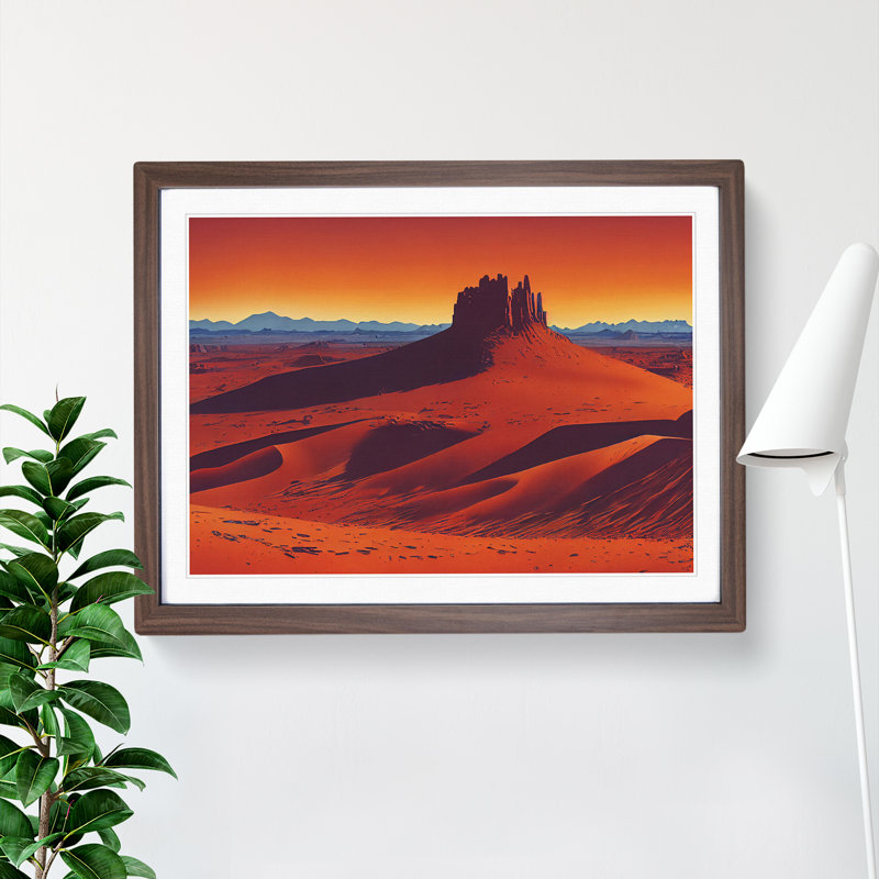 Contoured Desert - Single Picture Frame Print, 25cm H x 34cm W x 2cm D, Walnut