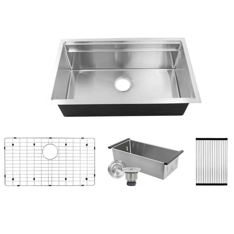 Pro Series Small Radius Undermount Stainless  Kitchen Sink with Accessories