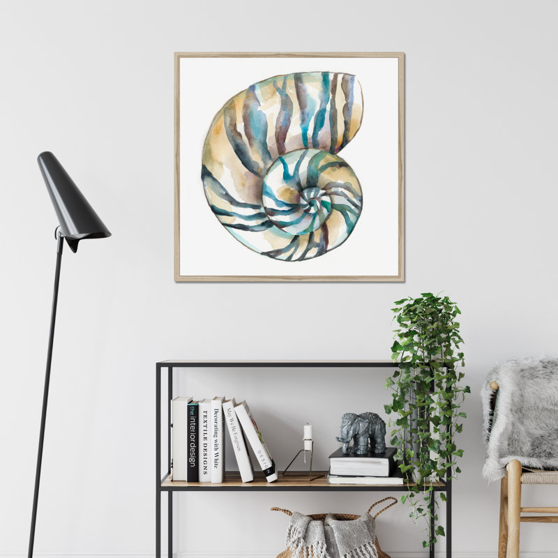 Aquarelle Shells II by Chariklia Zarris - Painting, 95cm H x 95cm W, Natural Wood Framed Paper Print