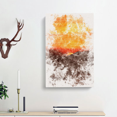 Orange Sunset Abstract - Wrapped Canvas Painting