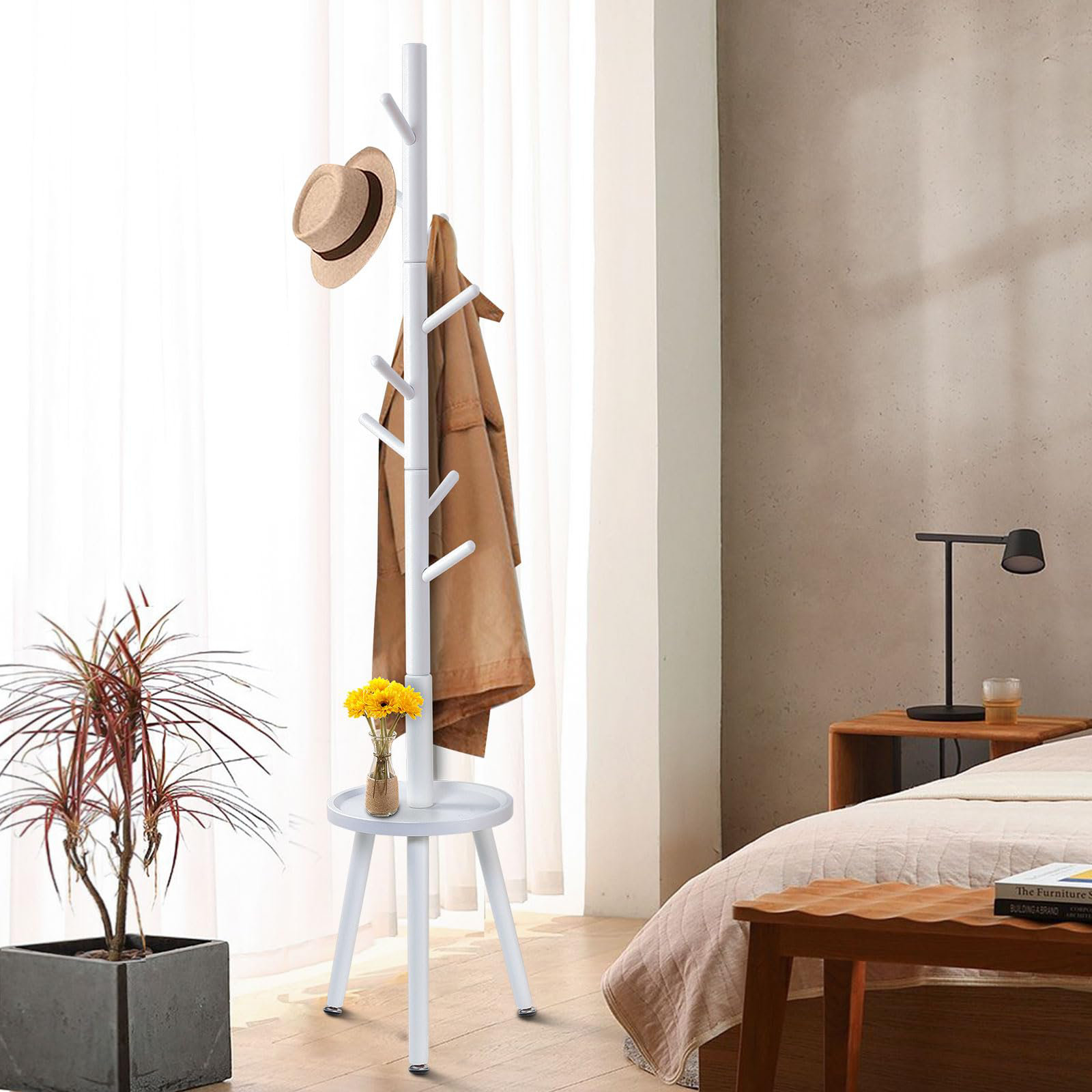 Porte Manteau Mural Motif Patère Murale Bois Portemanteau Moderne Blanc Fleur 709 - Entrée - 105