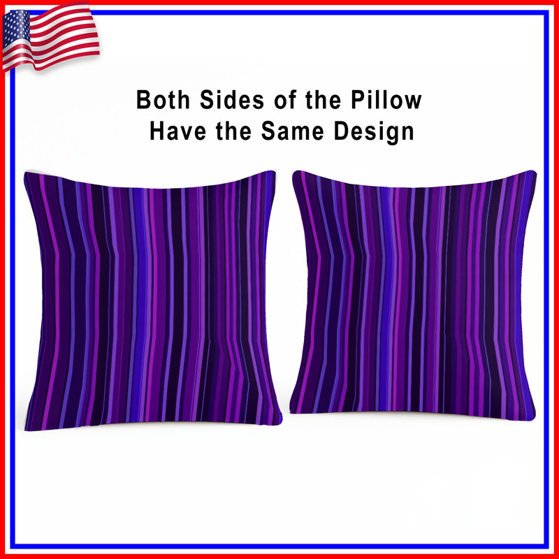  Coussin décoratif à rayures mauves, 16 po x 16 po