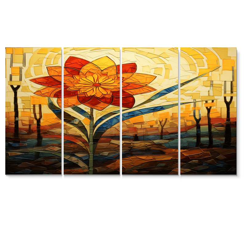 Ernesto - Ensemble de 4 jonquilles murales, H 28 po x l 48 po