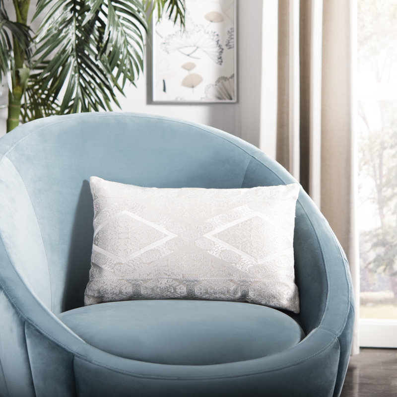 Llilli Embroidered Pillow Cover & Insert, 12" x 20", Gray