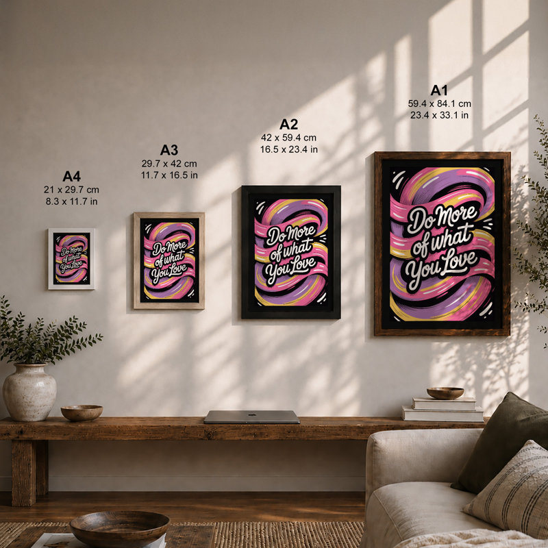 Do More of What You Love Typography - Framed Print, Unframed, A3 - 42.0 x 29.7 cm