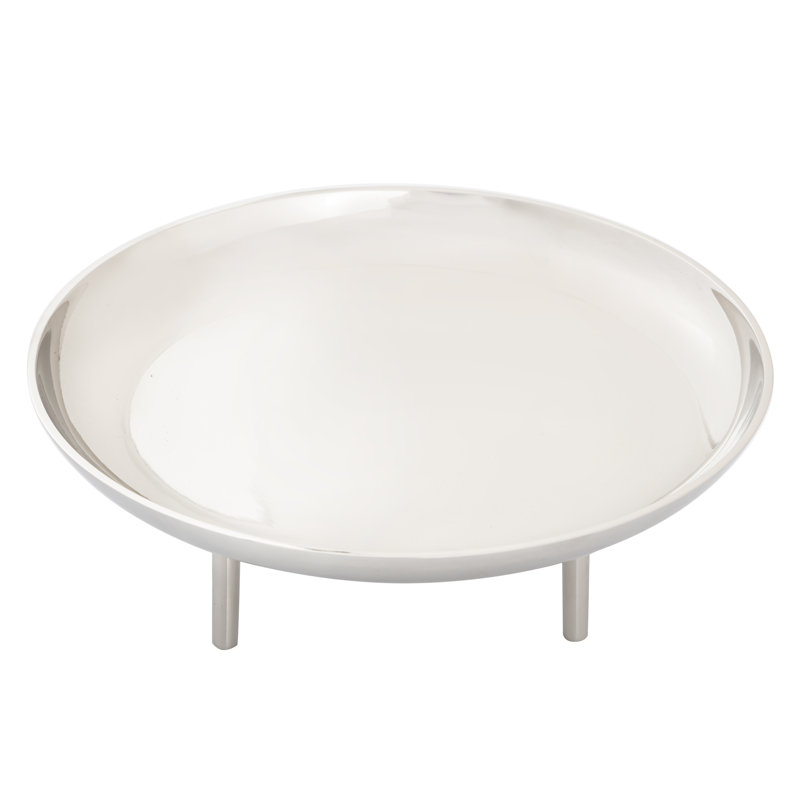 Assiette Kiser - grand nickel, Nickel poli, H 5 po x l 12,5 po x P 12,5 po