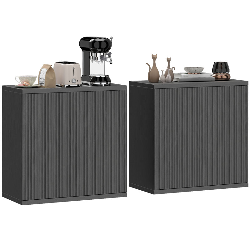 Ensemble d'armoires latérales, gris et noir, Distressed Black Gray