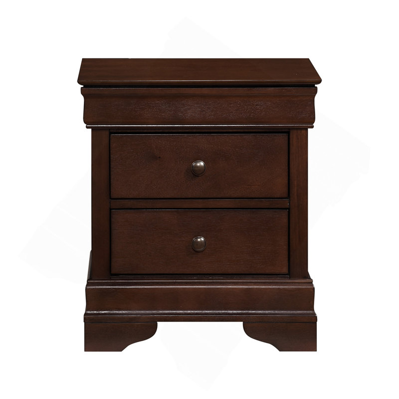 Table de chevet style Louis Philippe avec placage en cerisier brun, Mélange de bruns