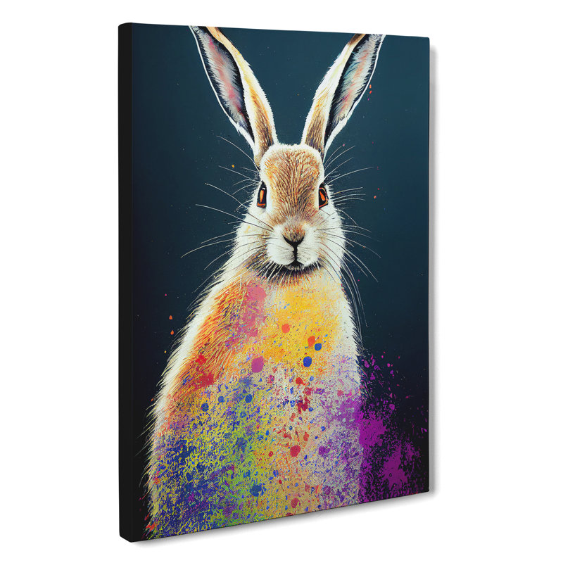 Paint Splashed Hare No.2 - Wrapped Canvas, 50cm H x 35cm W x 3cm D