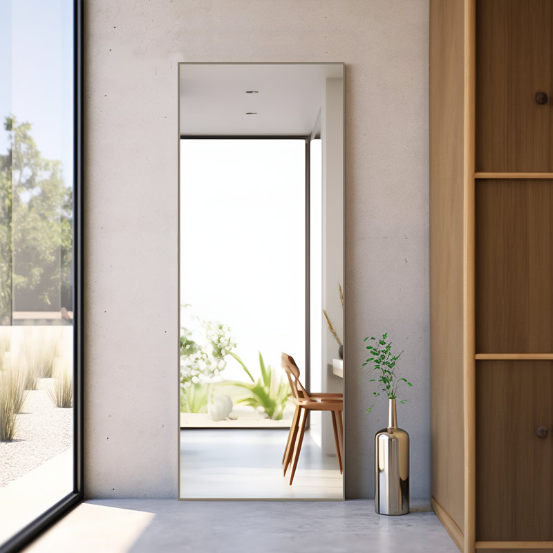 Koudia Metal Framed Standing Mirror, Matte Champagne, 64" x 21"