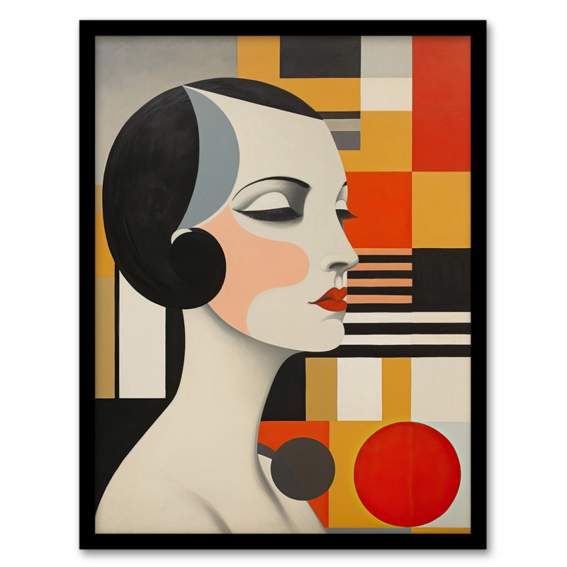 Vintage Bauhaus 1920s Portrait Painting Geometric Lady - Single Picture Frame Print