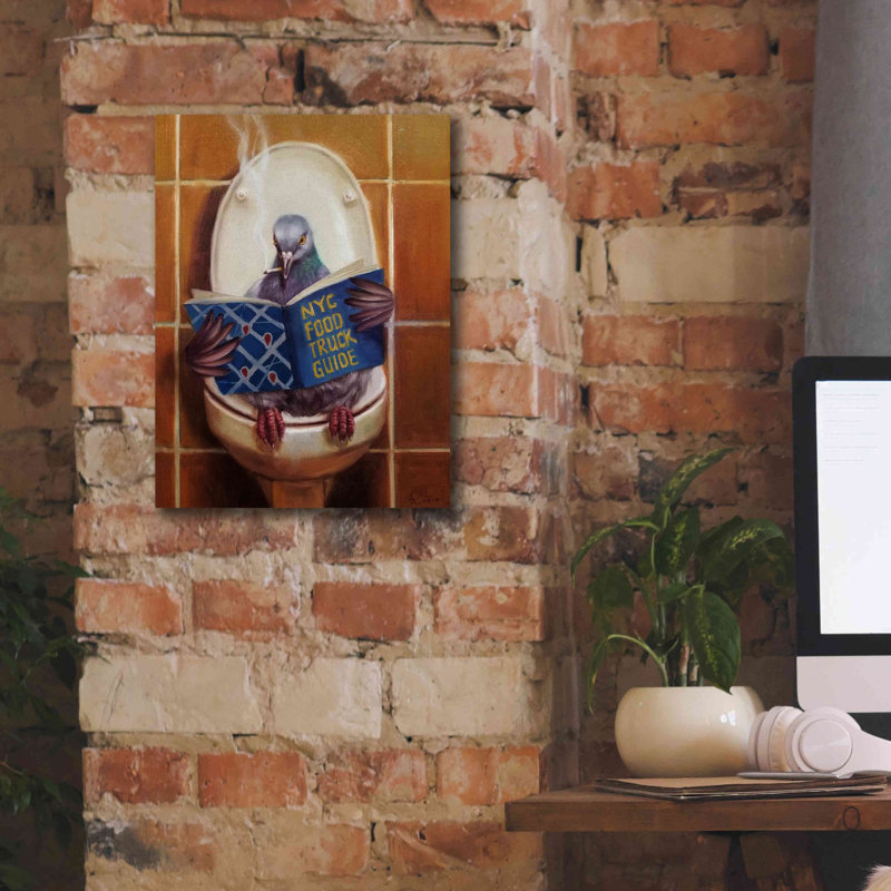«Stool Pigeon» par Lucia Heffernan, art mural sur toile, H 16 po x l 12 po x P 0,75 po