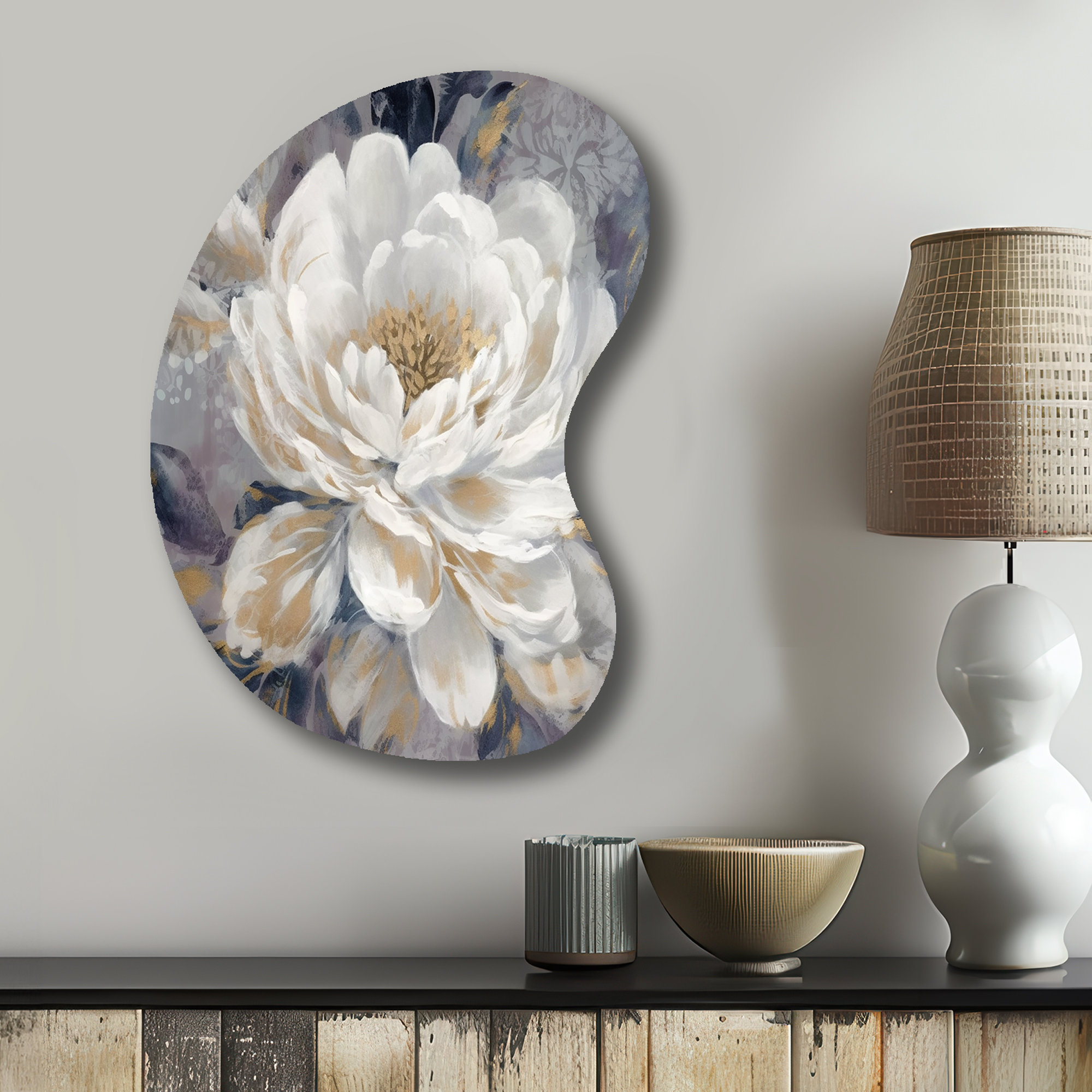 Design Art Emotions Of White Gold Peony Flower I Peonies Boom Shape