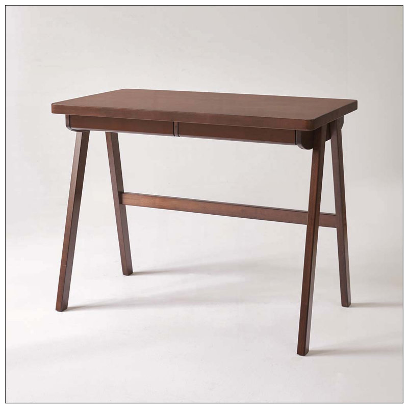 Bureau d'écriture en bois d'hévéa massif avec tiroir et pieds en A robustes, 39.37"W;0.71"Std Thk
