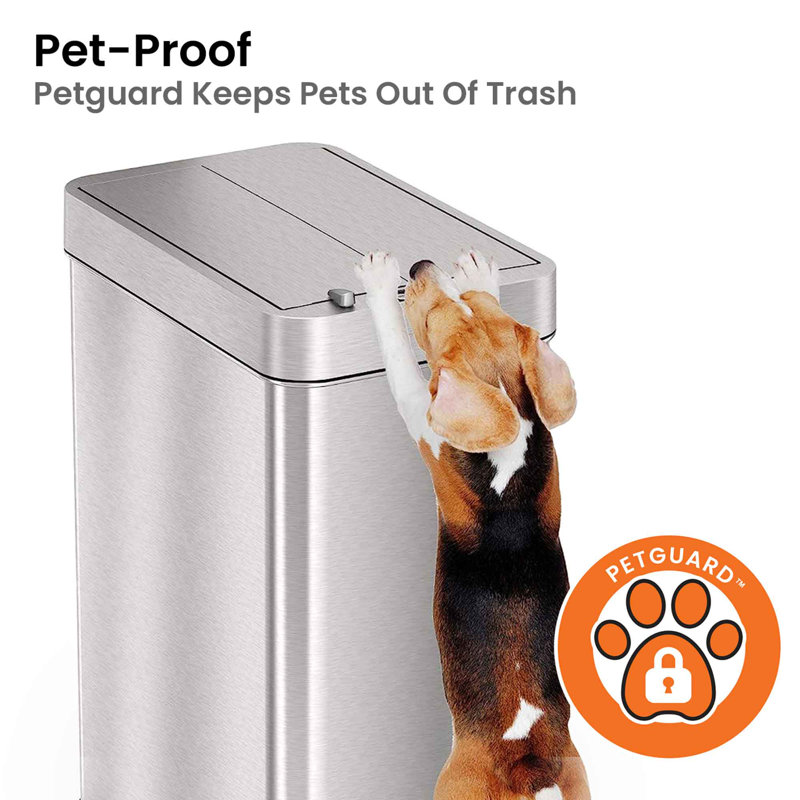 Silver Stainless Steel Touchless Motion Sensor Trash Can 18 Gallon