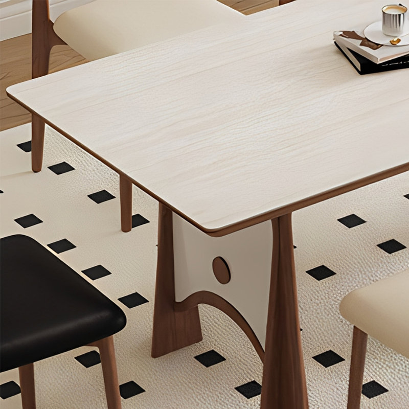 Ensemble de table de salle à manger simple et moderne en pierre frittée, 29.52" H x 62.99" W x 31.49" D