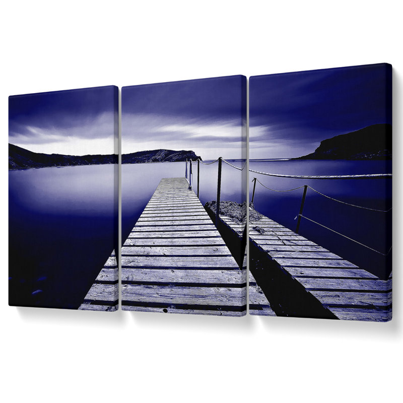 Abstract Pier Canvas 3 Panel Set, 101.6cm H x 203cm W, Purple