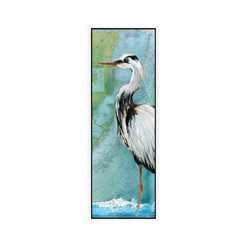 Biscayne Bay Crane by Carol Robinson - Panoramic Print on Canvas, White Framed, 121.92 cm H x 40.64 cm W