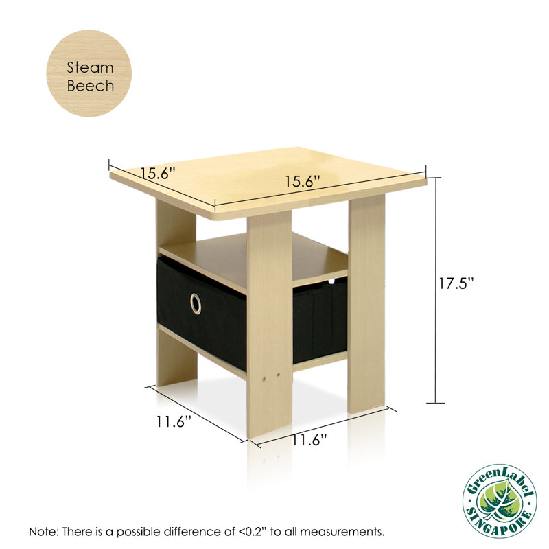 Gigi Nightstand With Bin Drawer, Steam Beech, Set of 2