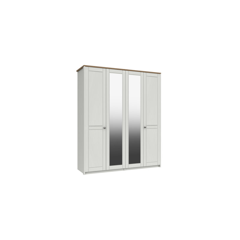 Newhaven 4 Door Manufactured Wood Wardrobe, Natural Rustic Oak/White