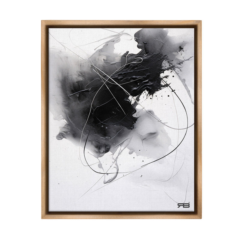 "Contemporary Watercolor Smear" par RB sur toile, Cadre flottant orme Montalcino, H 21 po x l 17 po