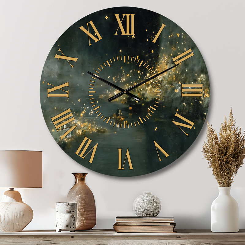 Lucioles curieuses la nuit II - Horloge murale en métal Nature, Petit