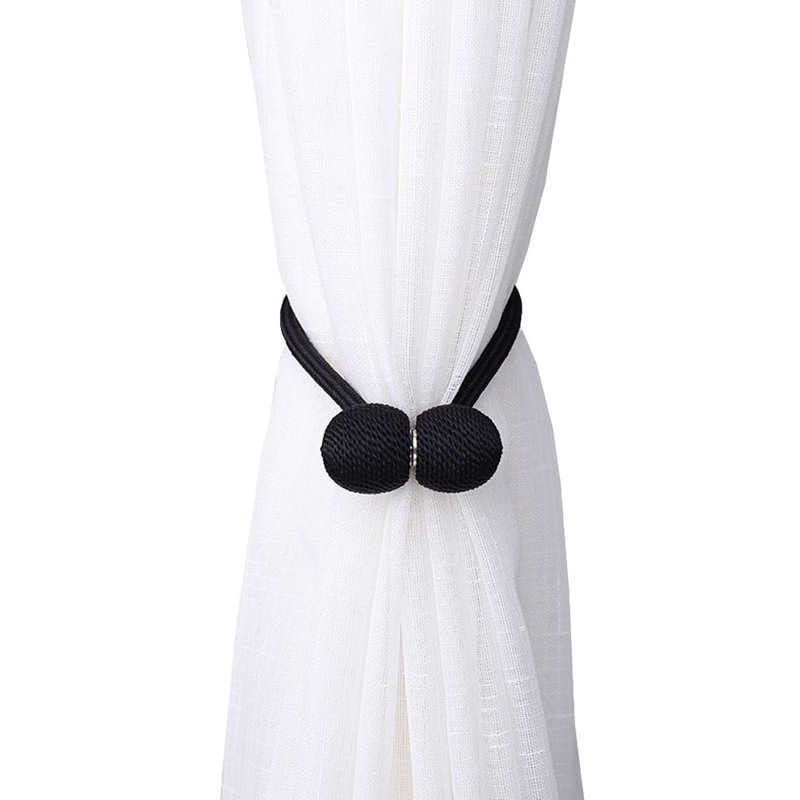 Elegant Magnetic Curtain Tiebacks (Set of 2) , Black