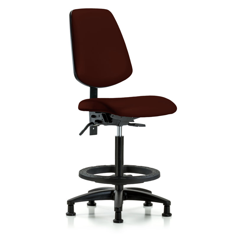 Jana Vinyl Drafting Chair, Burgundy, Glides, Included