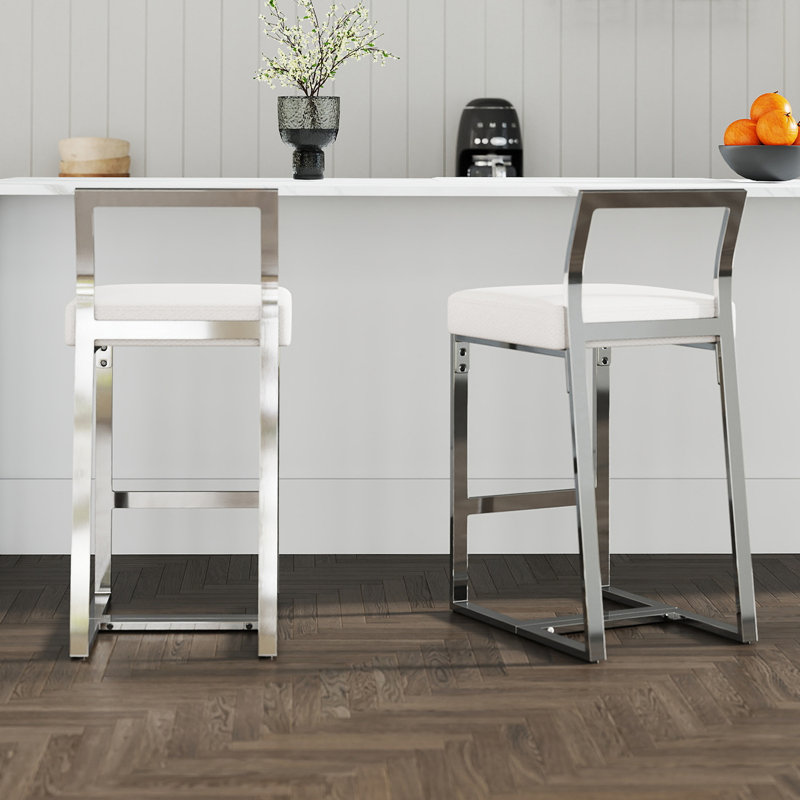 Tabouret de bar moderne avec tabourets de bar rembourrés avec dossier bas et chaises en métal pour cuisine / pub