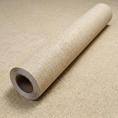 15.7" x 196.8" Vintage Grasscloth Peel and Stick Wallpaper - Beige Faux Linen Textured Contact Paper, Self-Adhesive & Removable Vinyl -Beige