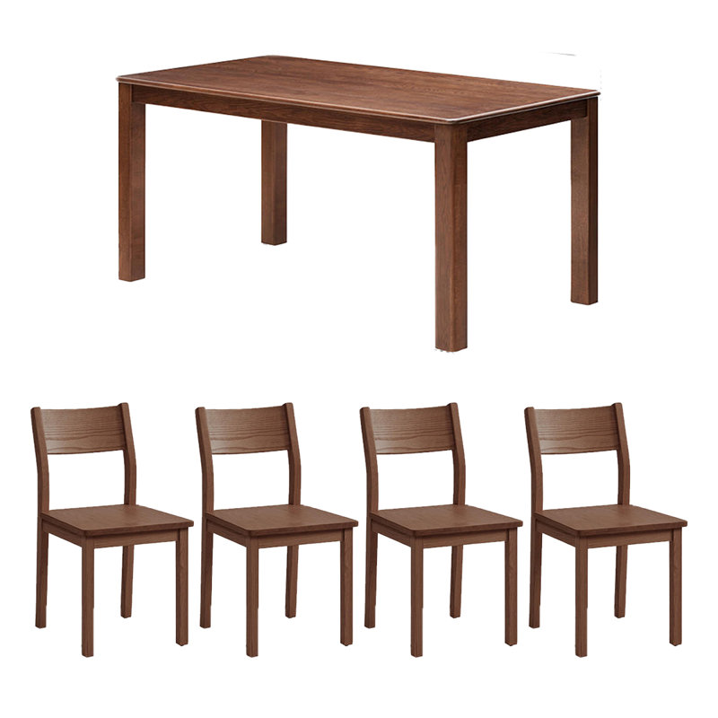 4 - Person Solid Wood Top Four Leg Dining Set, 29.92"H x 62.99"L x 33.46"W