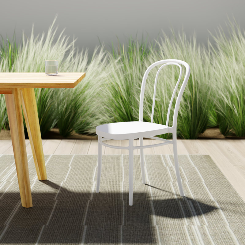 Farrah Stacking Patio Dining Side Chair, White