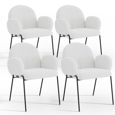 Modern Upholstered Dining Chair With Armrests Set Of 4