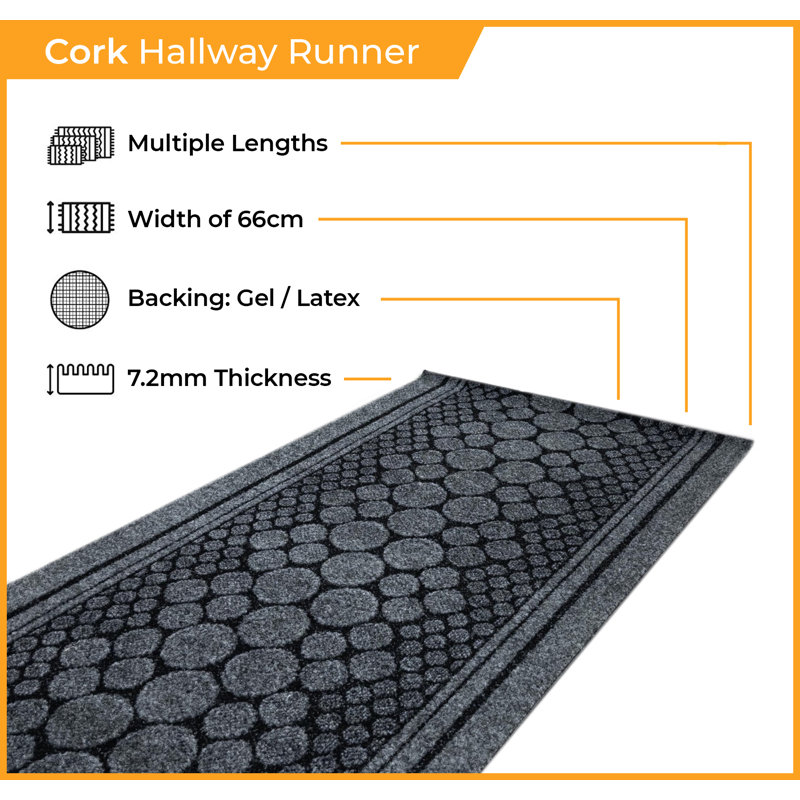 Angie Grey Hallway Runner Rug – Hardwearing, Non-Slip & Durable Carpet for Hall, Kitchen & Corridor, Runner 330cm x 66cm
