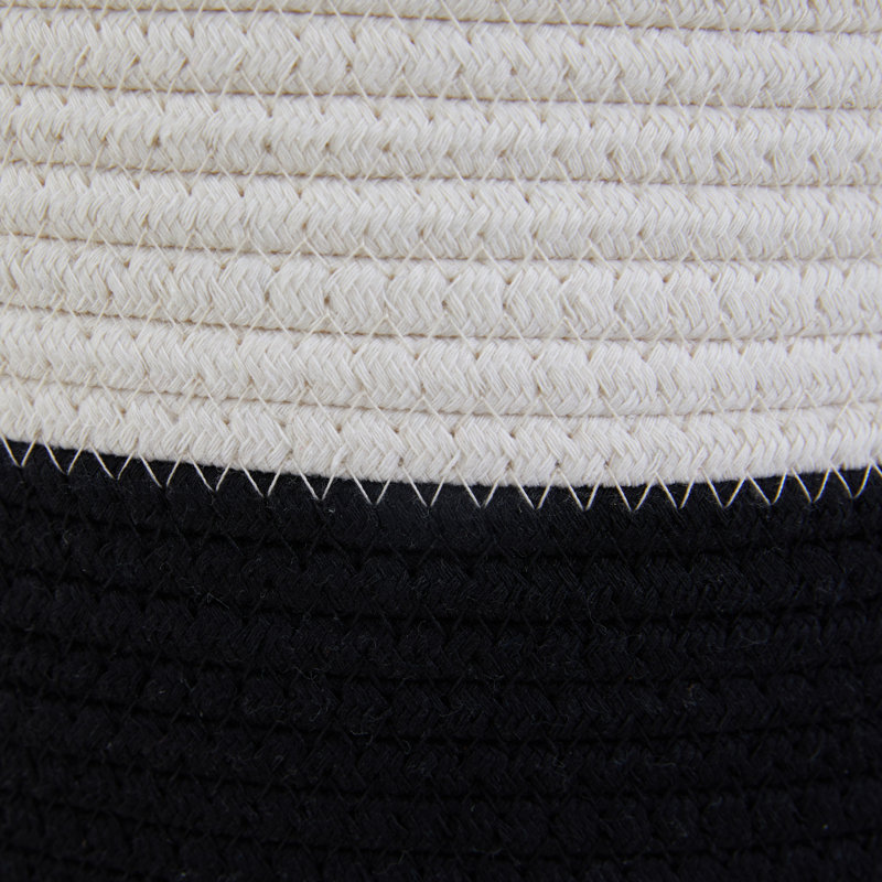 Panier de rangement en corde de coton avec poignées, panier à linge pour bébé, panier à jouets, 14 x 21 x 21, Noir