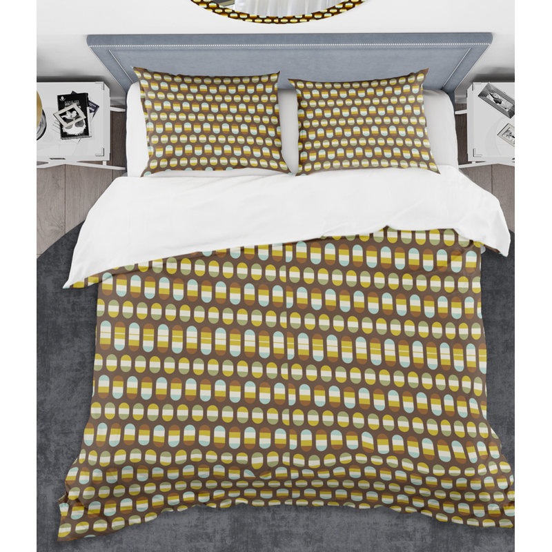 Ensemble de housse de couette rétro Mid-Century, Housse de couette double / grand et 2 taies