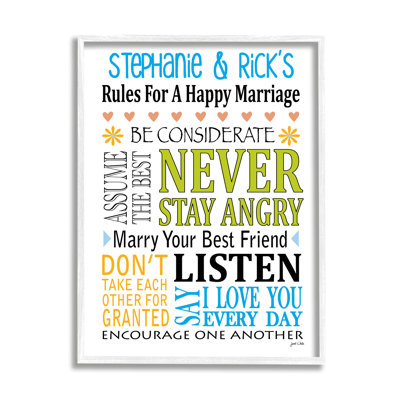 Art mural personnalisé, "Happy mariage Rules" cmw-016
