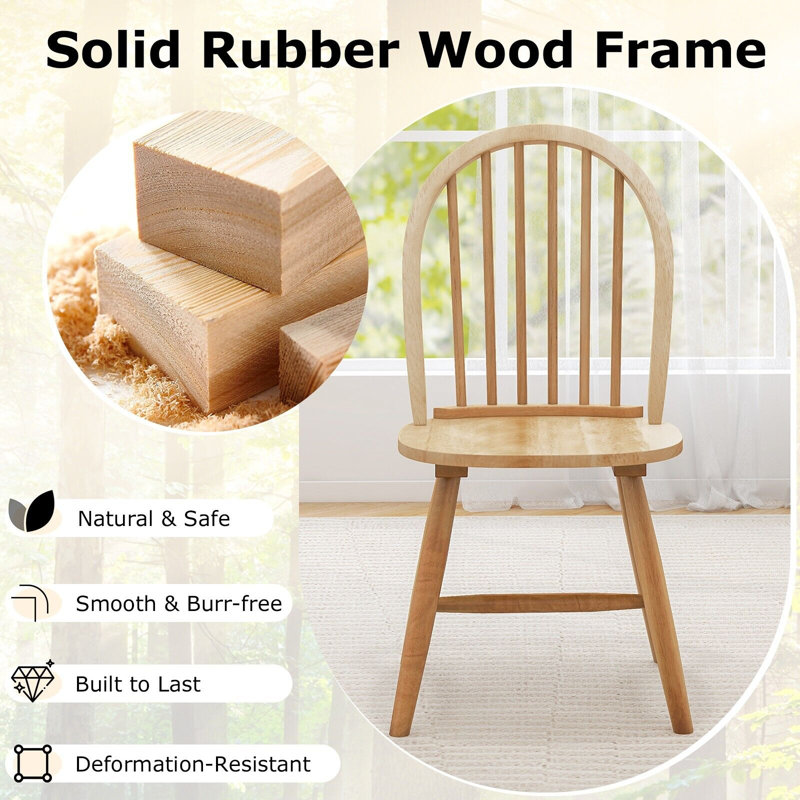 46cm H Solid Wood Side Chair in Yellow