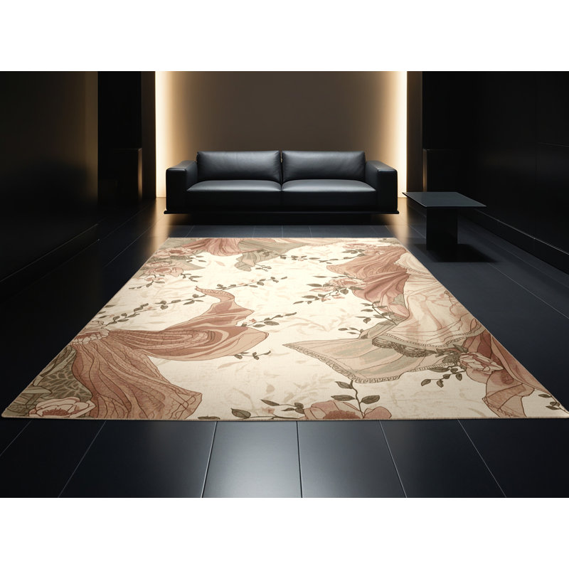 Tapis beige lavable à la machine Kymani, 6 x 9