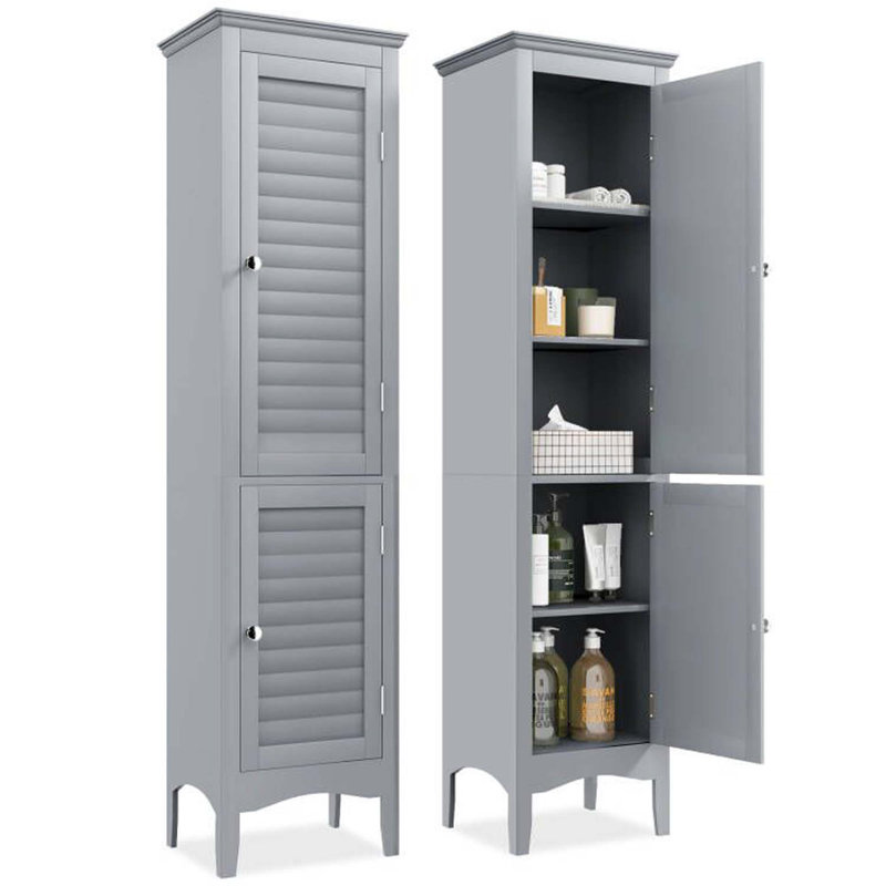 Armoire de salle de bain autoportante Ains, gris